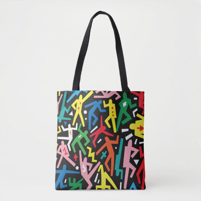 Tote Bag Danser des gens, doodle set motif. (Devant)