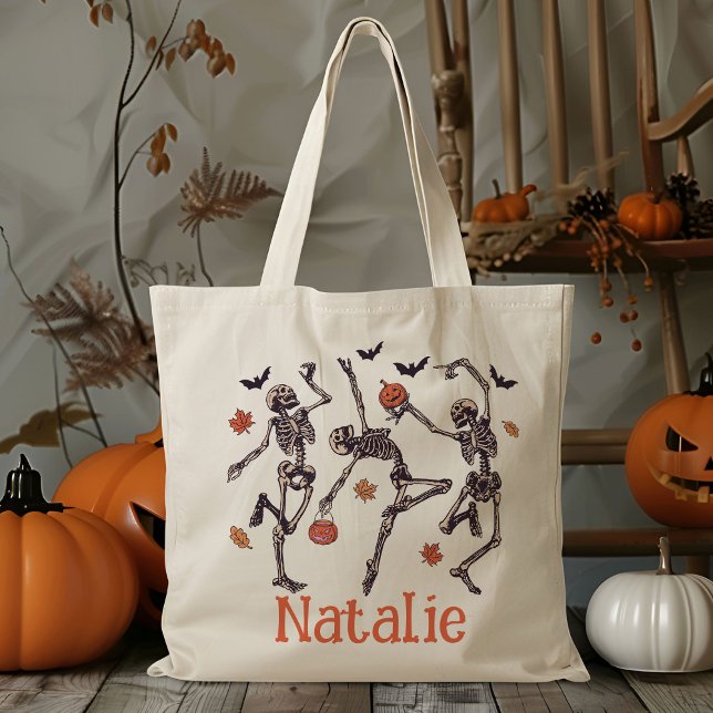 Tote Bag Danser Personnalisé Squelette Trick Ou Traiter Bon (Créateur téléchargé)