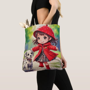 Tote Bag Danser sous la pluie - art chibi