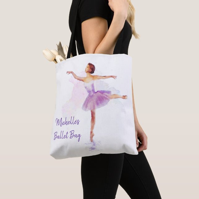 Tote Bag Danseuse de ballet d'aquarelle délicate - Votre te (De près)