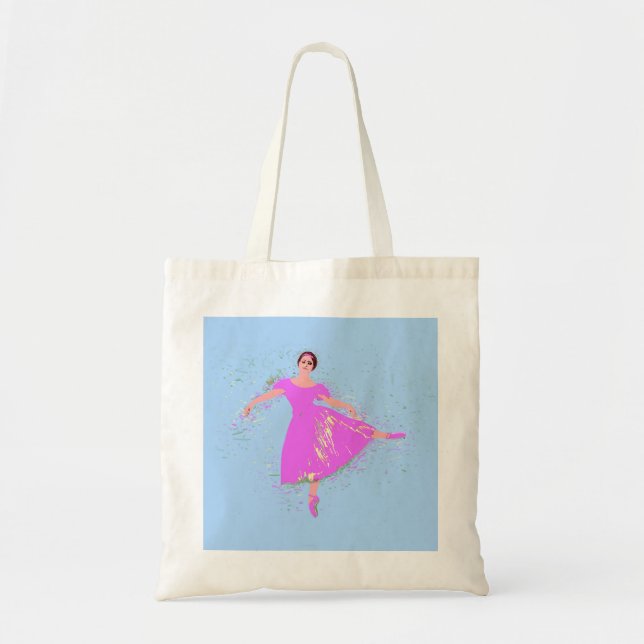 Tote Bag Danseuse de ballet robe magenta rose  (Devant)
