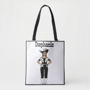 Tote Bag Danseuse de fille Fourre-tout Black Silver Fringe