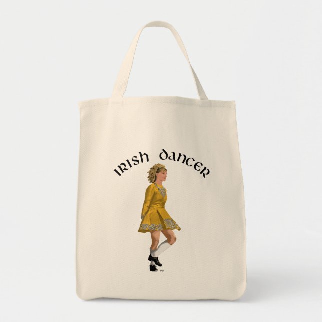 Tote Bag Danseuse de step irlandais - Robe dorée (Devant)