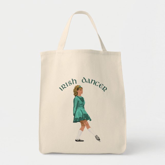 Tote Bag Danseuse Irlandaise en Soft Shoe Turquoise (Devant)