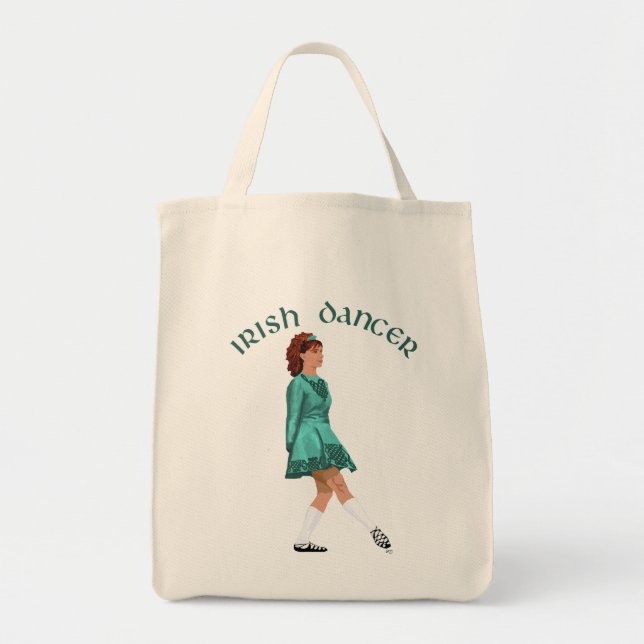 Tote Bag Danseuse Irlandaise en Soft Shoe Turquoise (Devant)
