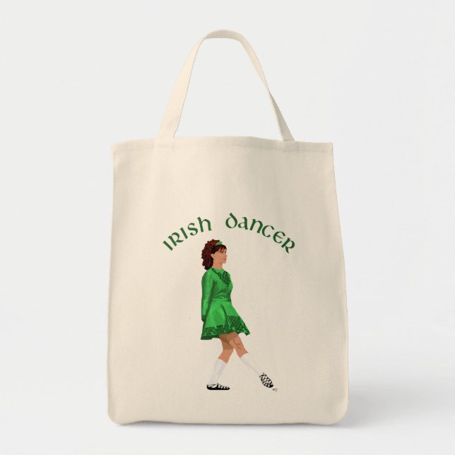 Tote Bag Danseuse Irlandaise en Soft Shoe verte (Devant)