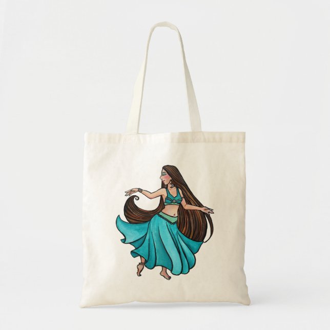 Tote Bag Danseuse orientale ventre sarcelle                 (Devant)