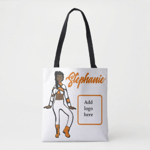Tote Bag Danseuse personnalisée Fourre-tout (Blanc orange)