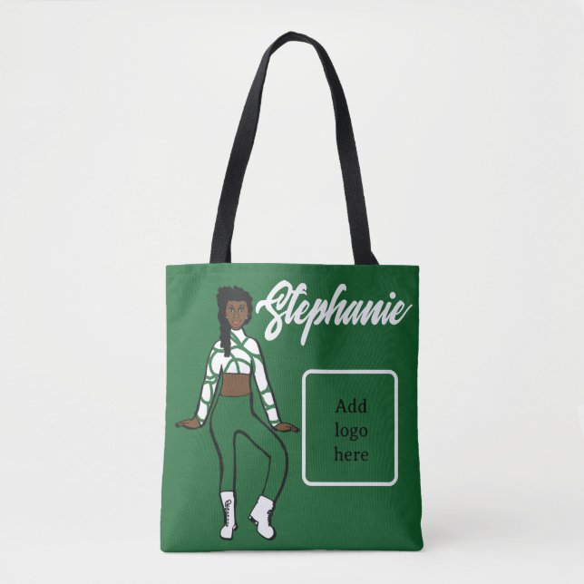 Tote Bag Danseuse personnalisée Fourre-tout (Blanc vert) (Devant)