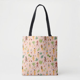 Tote Bag Danseuses, motif feuille de palmier.