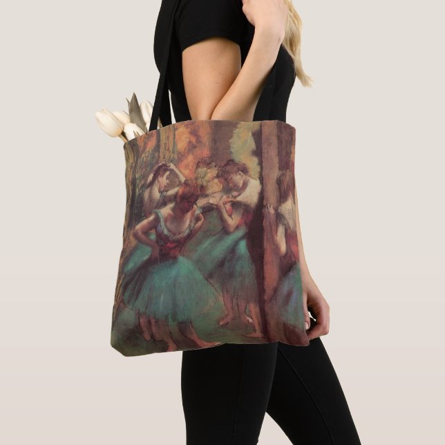 Tote Bag Danseuses, Rose et Vert d'Edgar Degas (De près)