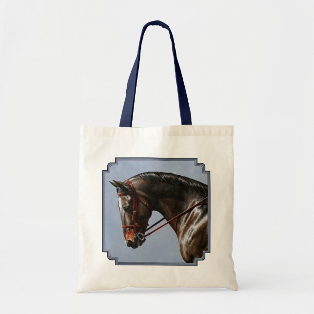 Tote Bag Dark Brown Bay Chaud Dressage Horse (Devant)