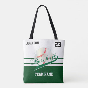 Tote Bag Dark Green et White pour une équipe de baseball