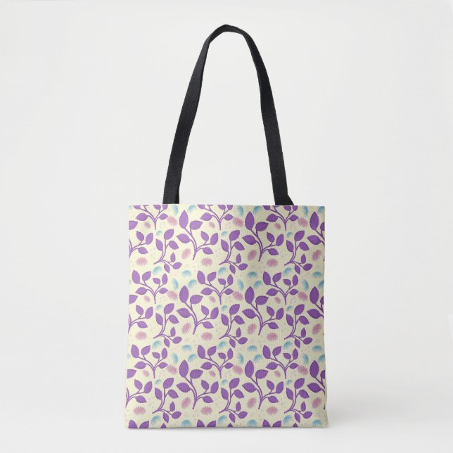 Tote Bag Dark Purple Floral Pattern | Aesthetic Seamless  (Devant)