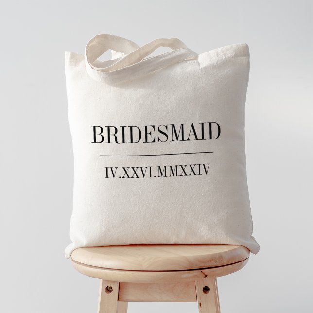 Tote Bag Date de mariage en chiffres romains Demoiselles d' (Créateur téléchargé)