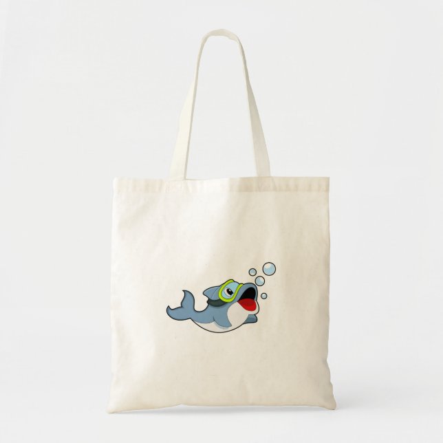 Tote Bag Dauphin à la plongée avec bulles d'eau.PNG (Devant)