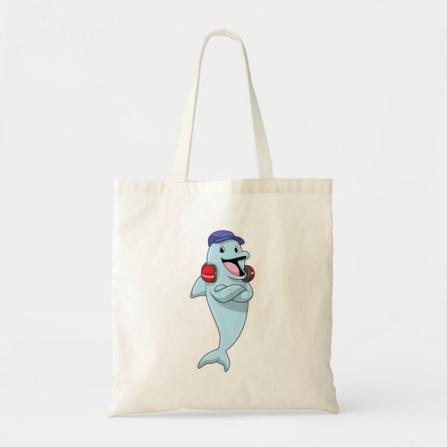 Tote Bag Dauphin à l'écoute de la musique (Devant)