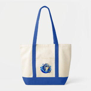 Tote Bag Dauphin de dessin animé mignon éclaboussant dans l