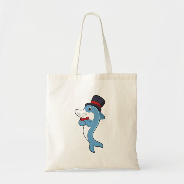 Tote Bag Dauphin en tant que Gentleman avec Casquette (Devant)