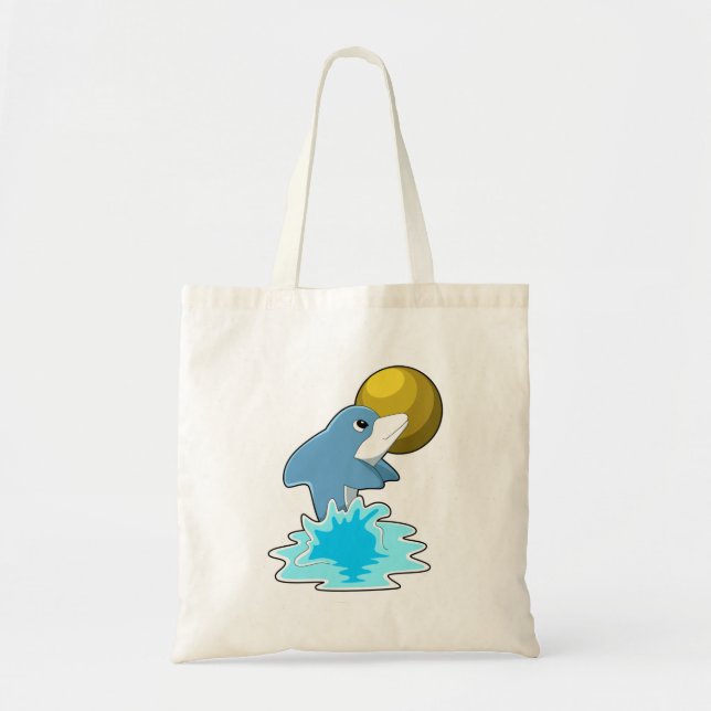 Tote Bag Dauphin nager avec lune (Devant)