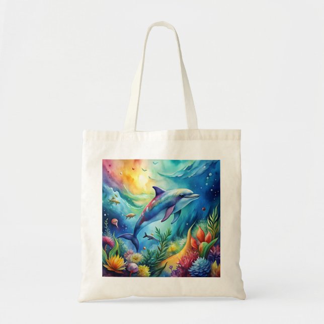 Tote Bag Dauphin peint (Devant)