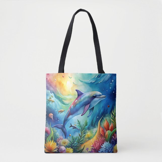Tote Bag Dauphin peint (Devant)