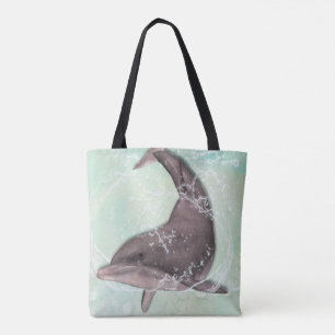 Tote Bag Dauphin se balançant dans l'eau verte Cool