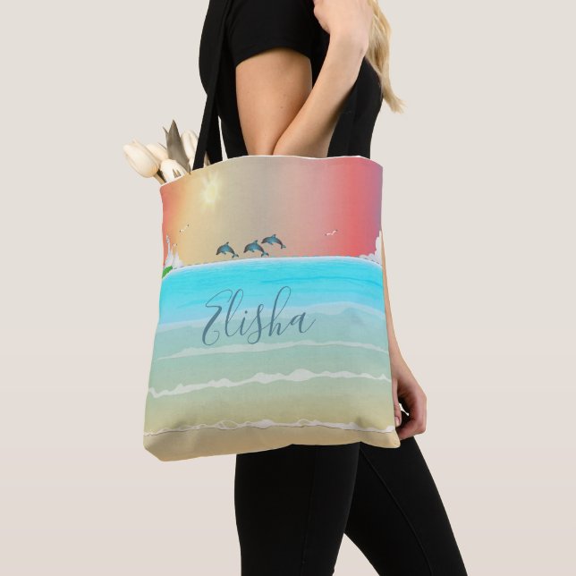 Tote Bag Dauphins de la plage Phare Océan (De près)