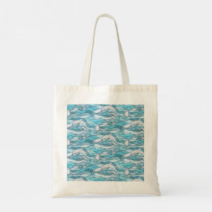 Tote Bag Dauphins de verre tendu de l'océan bleu