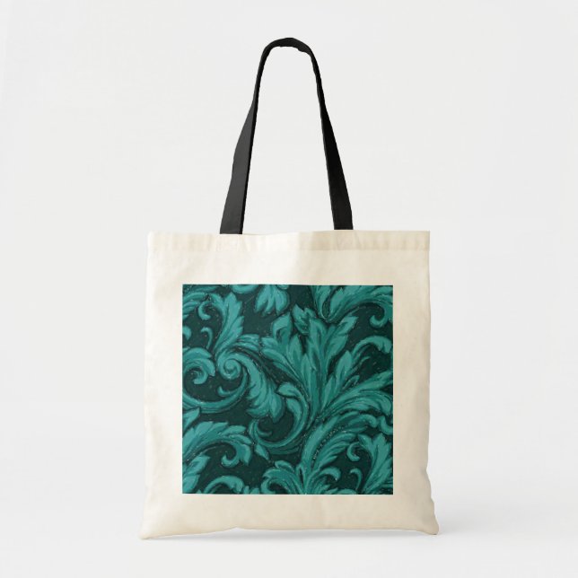 Tote Bag Dazzling Damask en Turquoise (Devant)