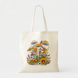 Tote Bag De Belles Fleurs Et Champignons
