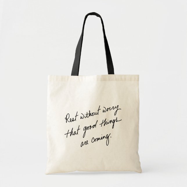 Tote Bag De bonnes choses arrivent, écriture manuscrite, In (Devant)