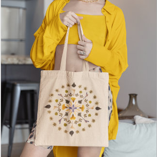 Tote Bag De l'Art de Mandala Botanique de Fleur Pressée