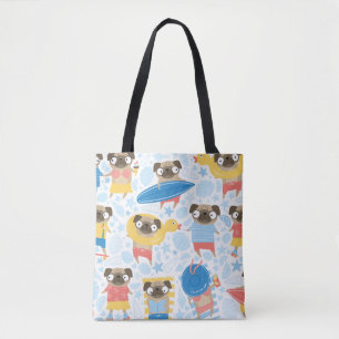 Tote Bag De mignons carlins en vacances. motif avec carlin