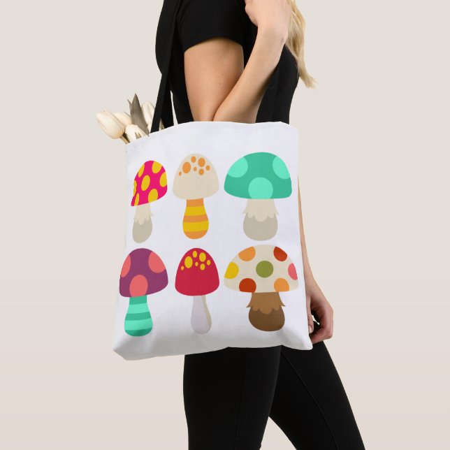Tote Bag De mignons champignons colorés (De près)