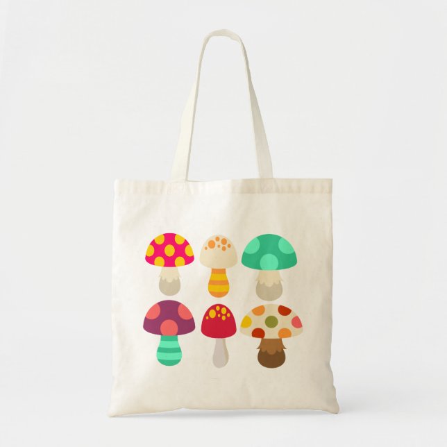Tote Bag De mignons champignons colorés (Devant)