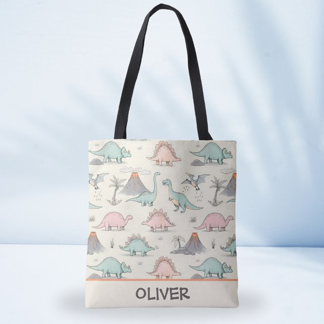 Tote Bag De mignons dinosaures Sketchy en Terre Jurassique (Créateur téléchargé)