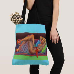 Tote Bag début des années 1940 Belle impression d'épingl
