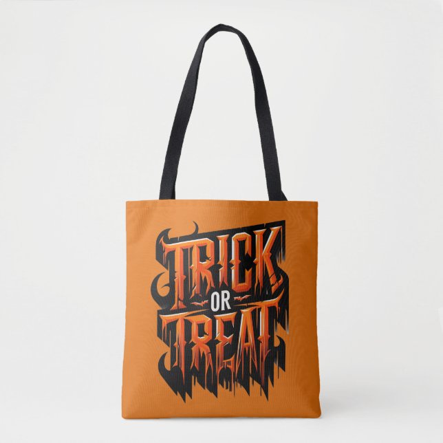Tote Bag Déchets orange OU TRAITEMENT Halloween (Devant)