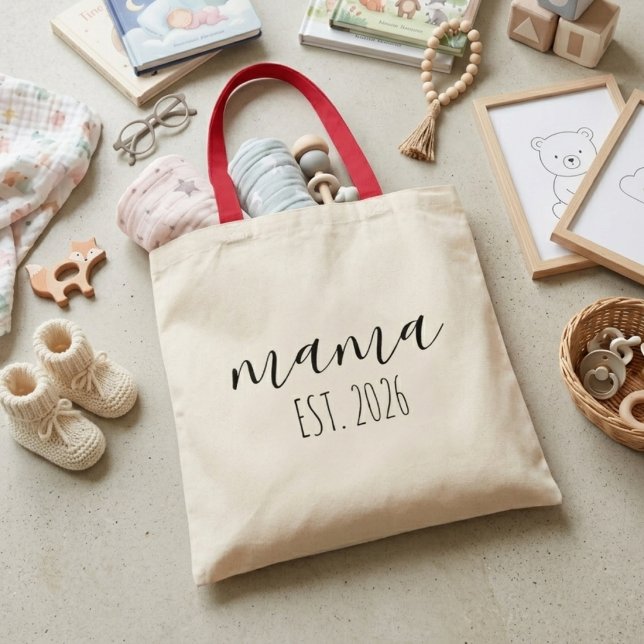 Tote Bag Déclaration de scénario d'année de Maman minimalis (Créateur téléchargé)