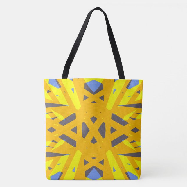 Tote Bag Déco géométrique Abstraite vibrante en gris jaune (Devant)