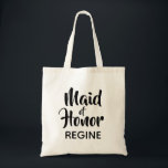 Tote Bag Décontracté Script Maid of Honor Monogramme Favori<br><div class="desc">sac fourre-tout monogramme de typographie de tendance. Moderne et élégant, ce design personnalisé comprend le texte "Maid of Honor" en lettres de script décontractées et un champ de texte modifiable pour un nom en noir élégant sans serif. Personnalisez facilement ce design pour qu'il corresponde à votre style en cliquant sur...</div>
