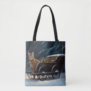 Tote Bag Décor de Noël Abyssinian Snowy Sleigh Ride