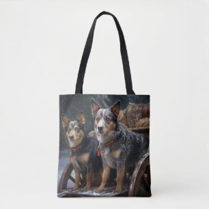 Tote Bag Décor de Noël australien pour bovins enneigé