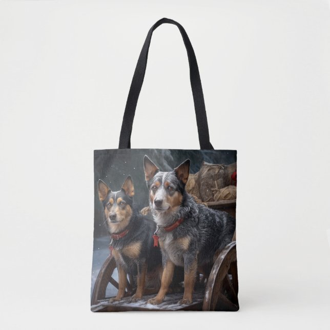 Tote Bag Décor de Noël australien pour bovins enneigé (Devant)
