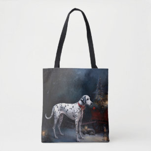 Tote Bag Décor de Noël Dalmatien Snowy