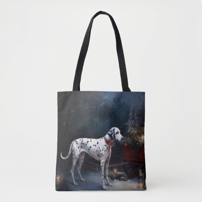 Tote Bag Décor de Noël Dalmatien Snowy (Devant)