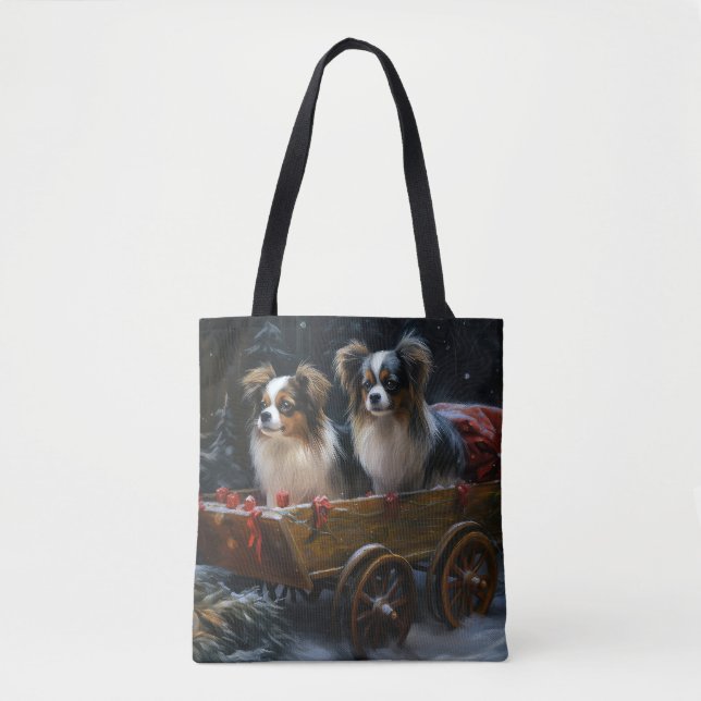 Tote Bag Décor de Noël Papillon Snowy Sleigh (Devant)