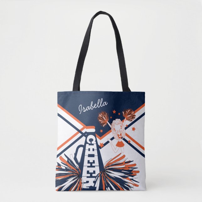 Tote Bag Décor de Pom-pom girl orange, blanc et bleu (Devant)