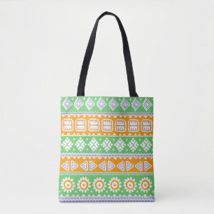Tote Bag Décor ethnique motif vert orange